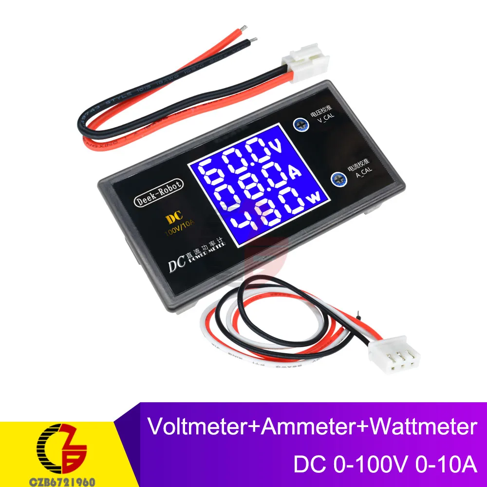 Цифровой вольтметр постоянного тока 100 в 10 А, амперметр, ваттметр, 50 в, 5 А, вольтметр, измеритель силы тока, тестер емкости автомобильного аккумулятора, 12 В, 24 В, 48 В, 72 в - Цвет: 100V 10A