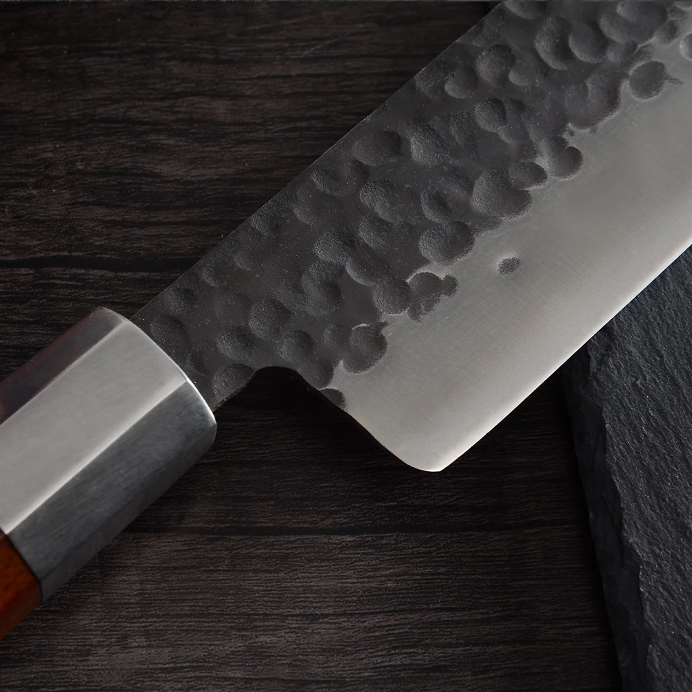 Кованый нож Sowoll ручной работы, кухонный нож шеф-повара из нержавеющей стали с кожаным ножом, шинковочные ножи Santoku