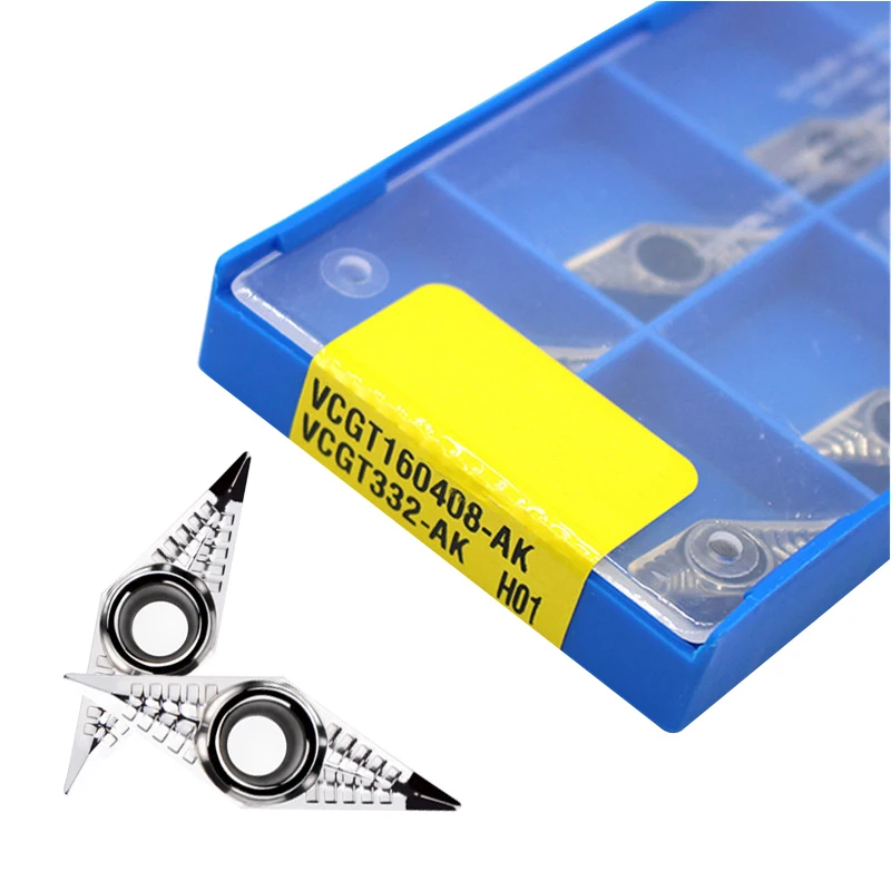 

10PCS VCGT160402 AK VCGT160404 AK VCGT160408 AK H01 KORLOY Internal turning tool Aluminum cutter blade Insert Cutting Tool
