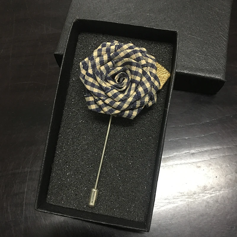 No BOX Brooches Мужчины женщины сплав лацкан булавка брошь бижутерия свадьба клуб вечерние костюм рубашка куртка пальто плед полосатый броши в форме цветка розы корсаж - Цвет: No BOX Brooches