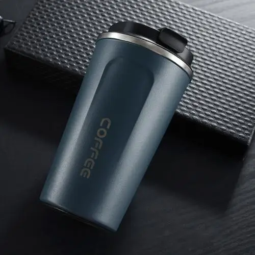 380/510ML Stainless Steel Thermal Heat Preservation Vacuum Coffee Mug Milk Cup Home Office Car Vacuum Flasks Thermoses with Lid Dark Blue
