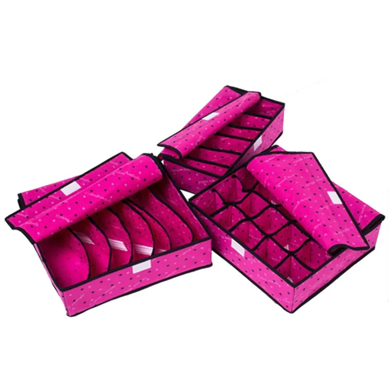 E4 3pcs set HIFUAR многоразовый нижнее белье коробки для хранения бюстгальтеров органайзер, ящики для хранения шарфы носок Разделитель с крышкой коробки для шкафов аксессуары оптом - Цвет: E4 3pcs set