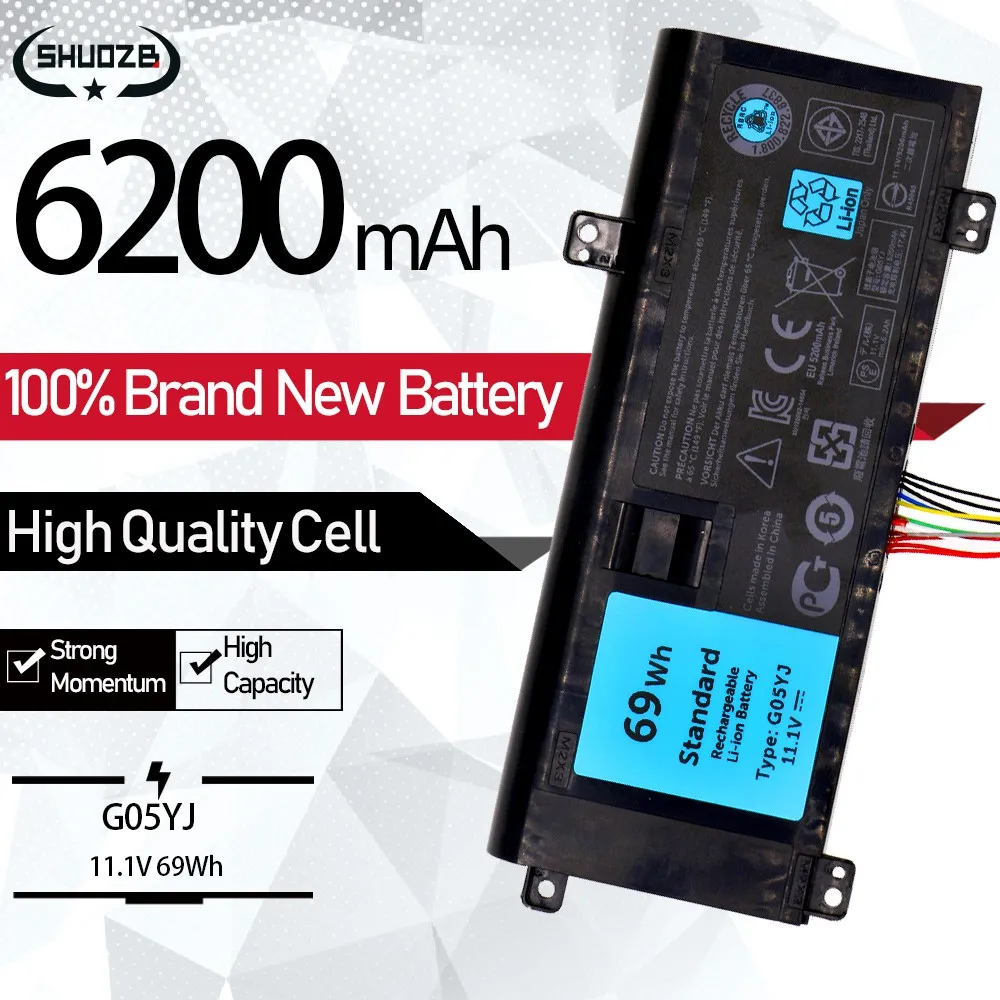 Новый аккумулятор для ноутбука G05YJ DELL Alienware 14 A14 M14X R3 R4 0G05YJ Y3PN0 8X70T 14D-1828 14D-2728 14D-4528 69WH |