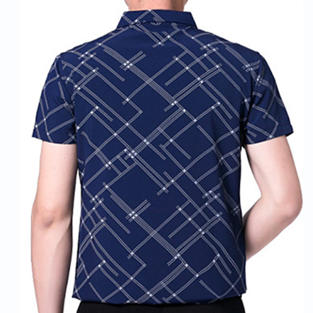 New Summer Short Sleeve Shirt Men Casual Plaid Shirts Camisa Masculina Dark Color Men Clothes Slim Fit Camisa Social MCS131 - Image 2