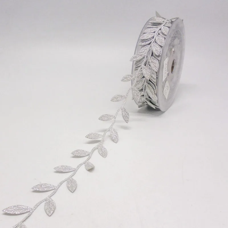 Silver Украшение для скрапбукинга DIY Аксессуары Искусственный лист 10 ярдов гирлянды шелковая лента в форме листьев Свадебный декор - Цвет: Silver