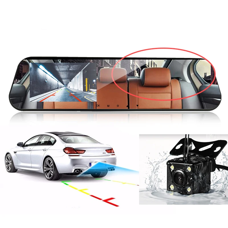 Buy Car Dvr Dual Lens Car Camera White Rearview Mirror Recorder With Rear View Camera Video Registrator Auto Vehicle Dvr Dash Cam