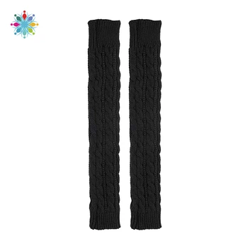 

Casual Women Warm Fingerless Arm Sleeves Solid Color Knitted Arm Protection Sleeves Hot