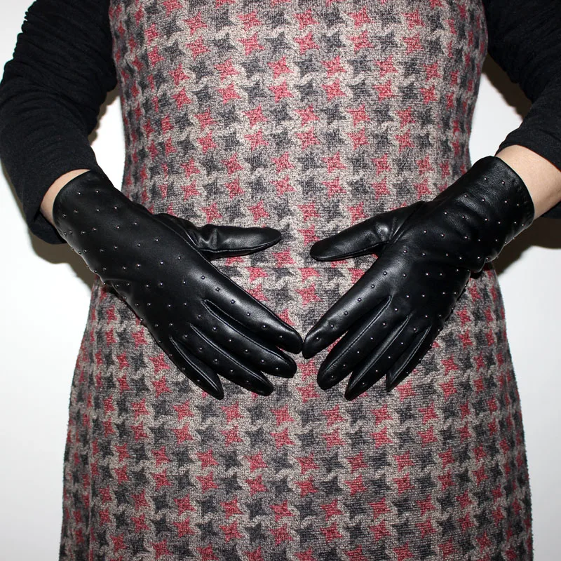 Новинка, женские перчатки из овечьей кожи, набор, стильные перчатки с бархатной подкладкой, осенние и зимние теплые женские перчатки на палец