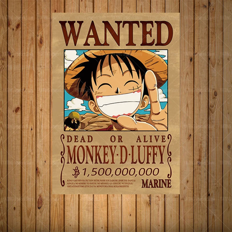 One Piece Luffy Canvas Painting Anime Retro Wanted Character Poster Wall Art Print Modern Home Children's Bedroom Decoration Mur