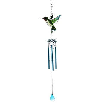

1PC Wind Spinner Glass Hummingbird Wind Chime Iron Tube Aeolian Bells Craft For Home Garden Decoration Carillon Jardin Vent