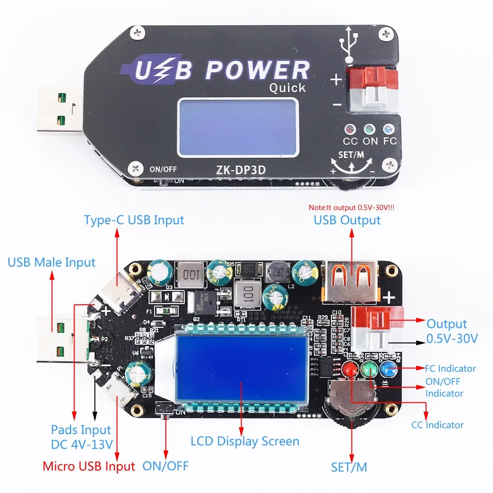 módulo cc cv 1-30v 2a 15w saída