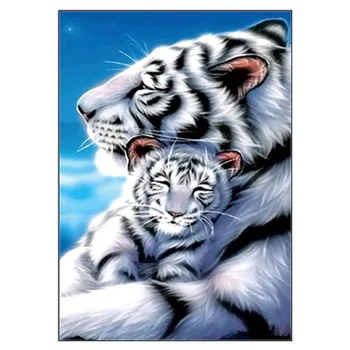

5D DIY Diamond Painting Full Circle Diamond Embroidery "Mother and Tiger" Painting Cross Stitch Mosaic Decoration
