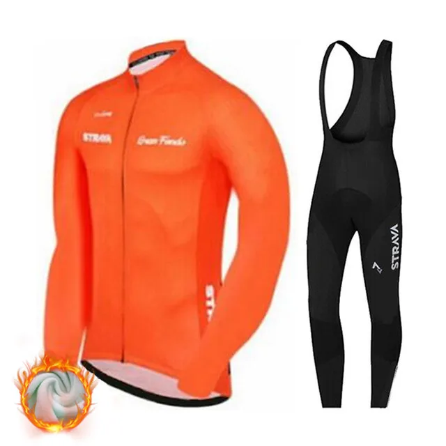 Зимние велосипедные комплекты Strava, Ropa Ciclismo Invierno, Джерси, костюмы, термальный флис, комплекты одежды для велоспорта, велосипед MTB, Триатлон, облегающий костюм - Цвет: Winter bike set 5