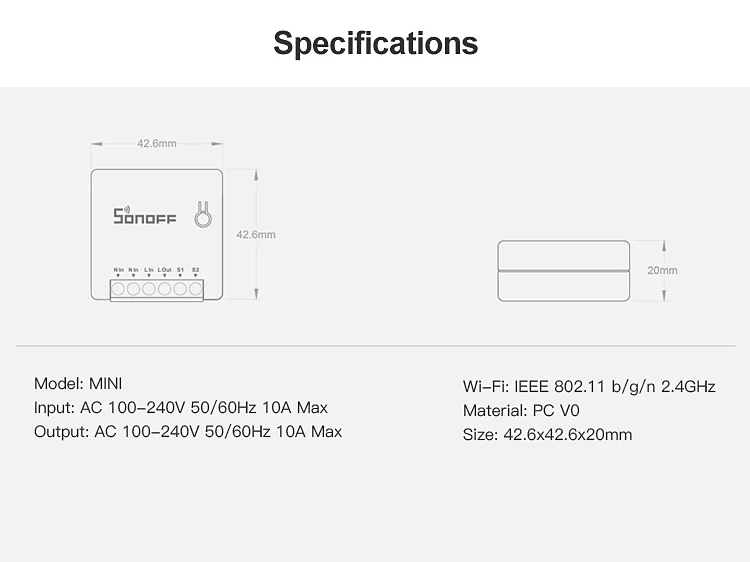 SONOFF Мини DIY WiFi переключатель Автоматизация голосовой пульт дистанционного управления двухсторонний умный переключатель маленький корпус таймер работа с Alexa Google Home