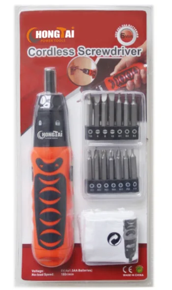 

Hardware Tools Wholesale 6V Dry Battery Mini Household Electric Screwdriver with Self-Locking Accessories Set