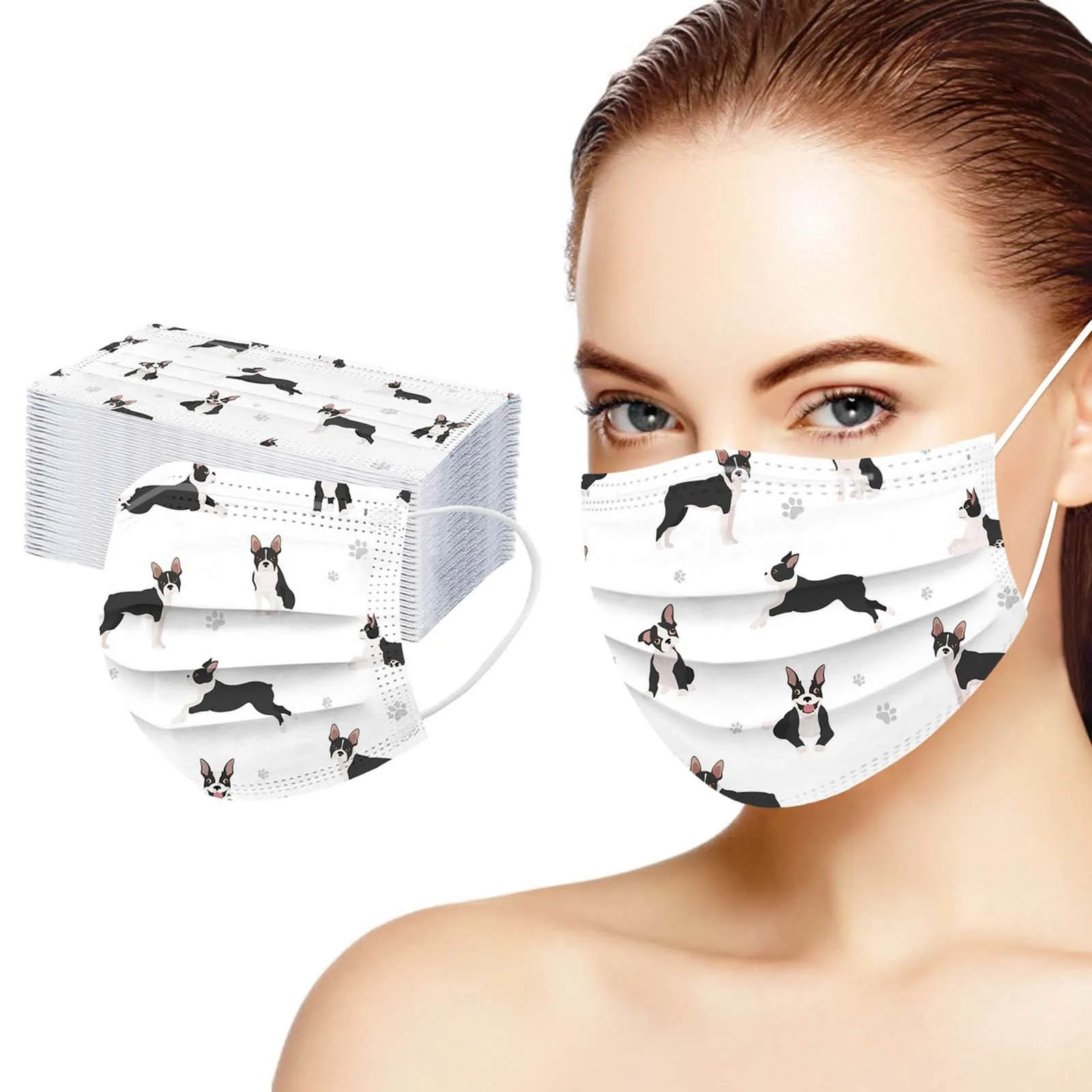 Disposable Adults Masks 50PCS cartoon Dog Print Face Mask 3 Ply Earloop Masks Mouth cover Mondmasker Halloween Cosplay facemask, superhero mask