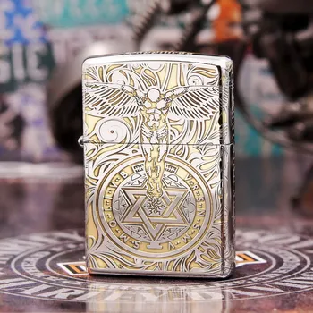 

100% Original Brand New ZP Lighter Chrome plated carving Guardian angel oil Lighter with logo box gift for men