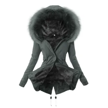 

Ladies Fur Lining Warm Jackets Coat Womens Winter Warm Thick Long Jacket Hooded Overcoat Laidies Fashion New Jackets #1127