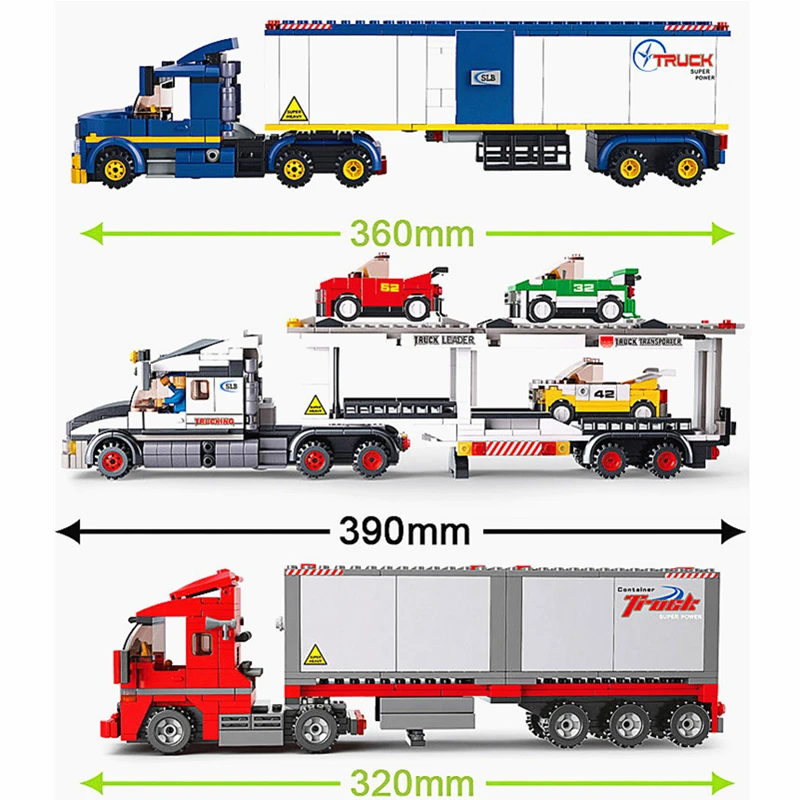 

City Series Compatible legoedtruck station Building Blocks Double Van Freight Assemble Bricks technic great vehicle toy