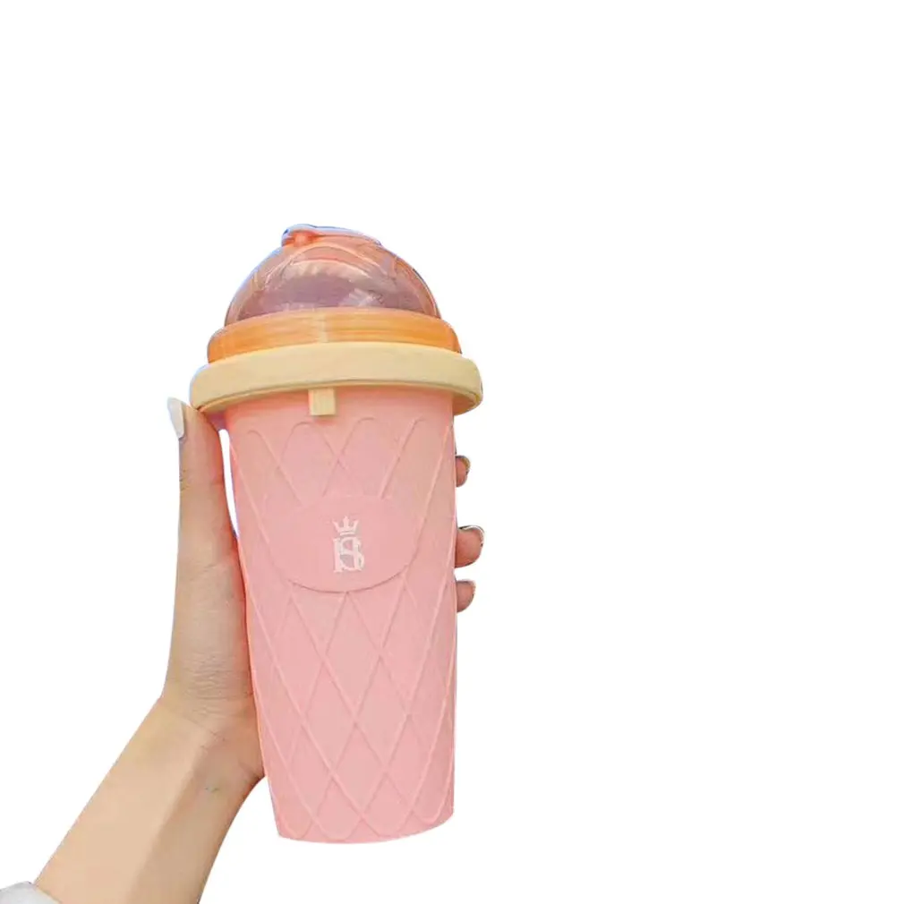 

Macarons Smoothie Cup Summer Homemade Pinch Into Ice Cup Fast Cooling Cup Pinch Crushed Ice Cup PP Material