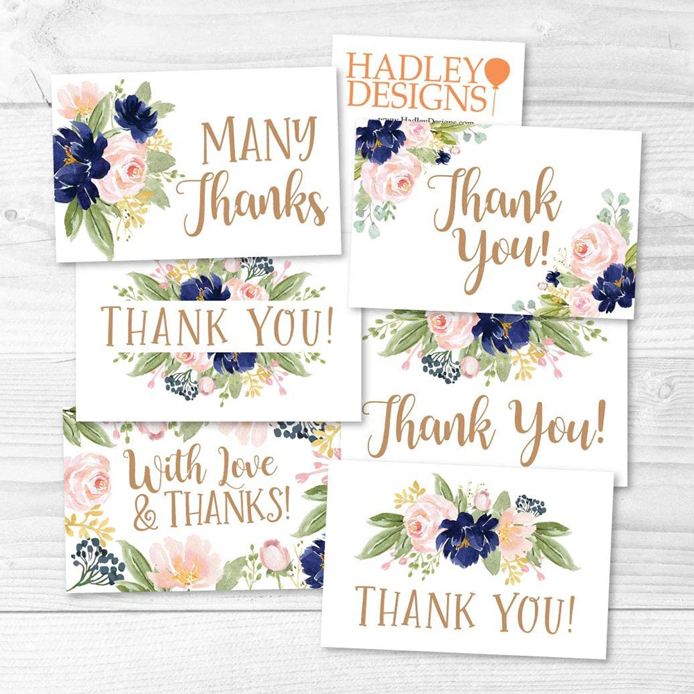 Rectangle flower card "Thank You" small gift message card writable 5.4x9cm decoration 10-30pcs message cards