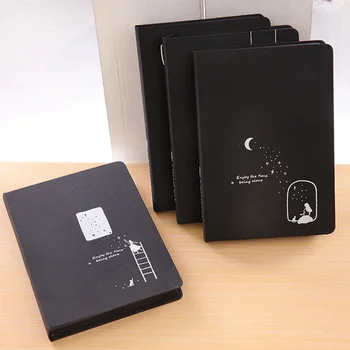 

1Pc A Touch Of Star Creative Black Notebook Kawaii Notebook Paper Agenda Notebook Stationery Gift Traveler Daily