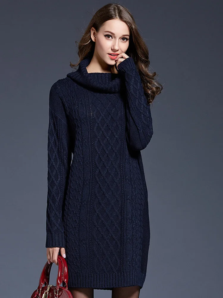 

Winter Street Fashion Woman High Quality Runway Wool Elastic Dresses Bandage Slim Knitted Temperament Birthday Dress For Women