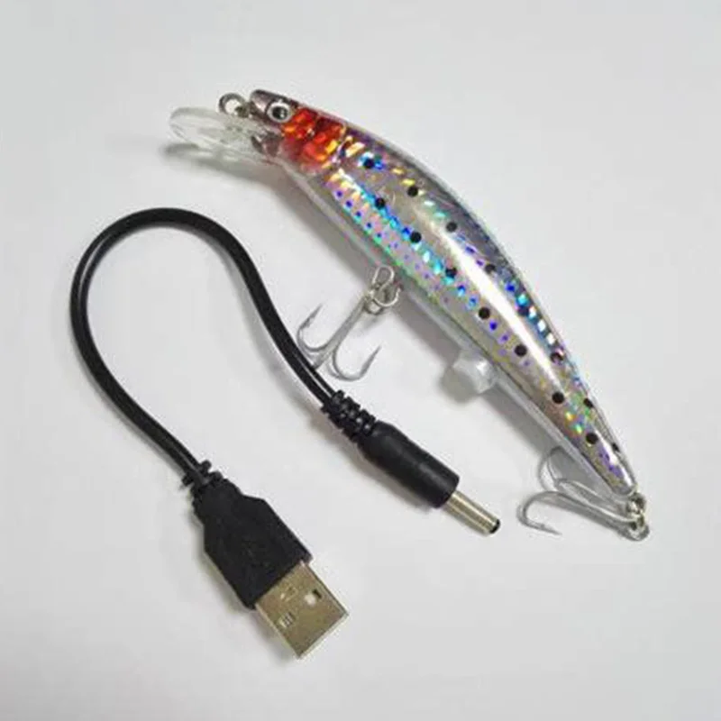 USB Rechargeable LED Twitching Fish Lure Electric Bait Life-Like Vibrate Fishing Lure Triple Hook Electronic Fishing Baits