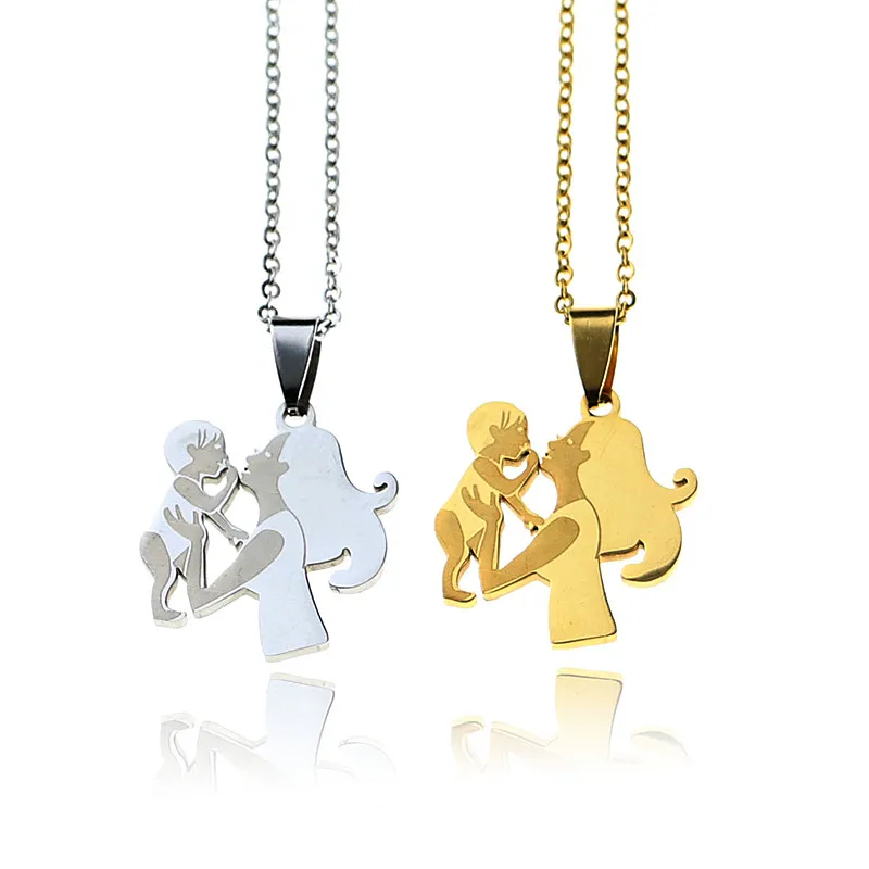 Best  Simple Stainless Steel Necklace Father and son Pregnant woman Pendant charm necklace fashion Men wo 