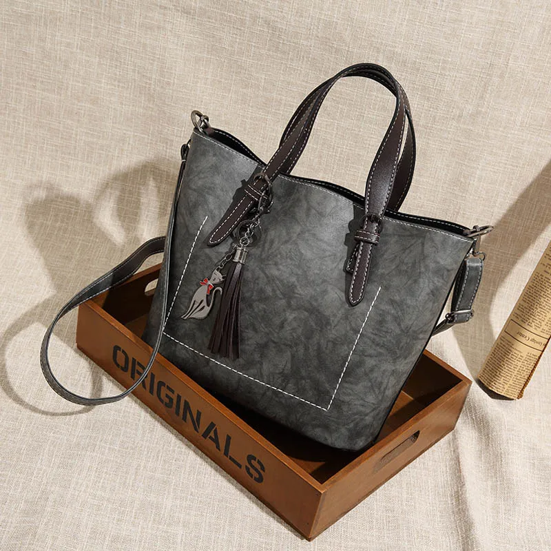 Сумка через плечо, роскошная женская сумка, дизайнерские сумки bolsa feminina, летняя сумка-клатч, винтажная сумка-мессенджер, большая коричневая кожаная сумка - Цвет: GRAY BAG