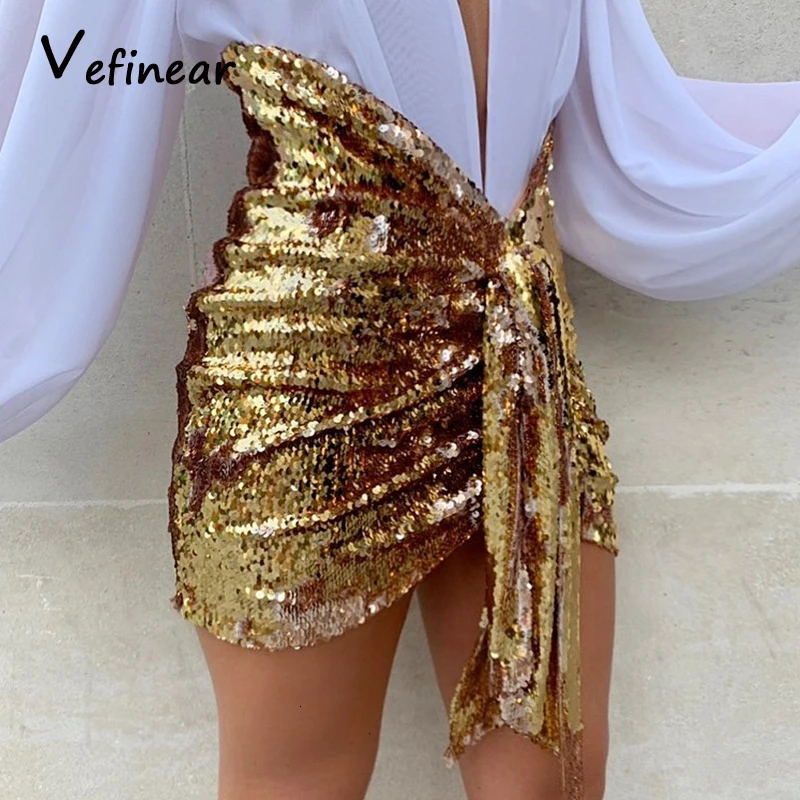 Vefinear, новинка, сексуальная расшитая блестками женская юбка, прямые, элегантные, вечерние, Клубные, шикарные, для девушек, короткая, мини юбка, Ретро стиль, осень, женские юбки