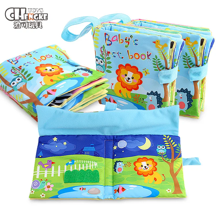 

Infants Cloth Book Baby Early Childhood Palm Book English with Numbers Variety Cognitive Magic Button Conversion
