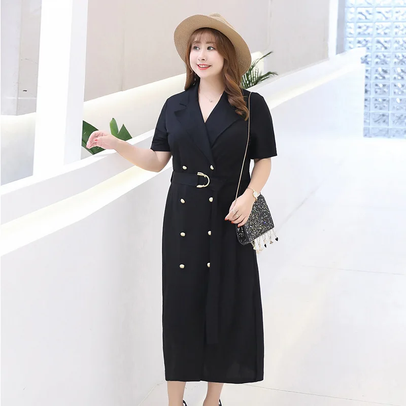 

2019 New Spring Plus Size Dress for Women Black Office Elegant Dress Korean Ladies Dresses Vestidos Elegantes KJ2095