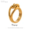 Yhpup Trendy Tie Round Hollow Ring 18 K Stainless Steel High Quality Jewelry Temperament Gold Metal Finger Ring Party Gala Gift ► Photo 1/6