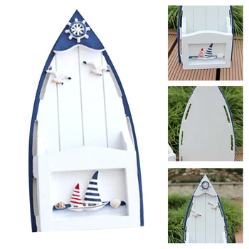 

Wooden Home Decor Mailbox Mediterranean Style Newspaper Letter Box Balcony Keys Storage Post Cabinet Ornaments Seabird Sailboat