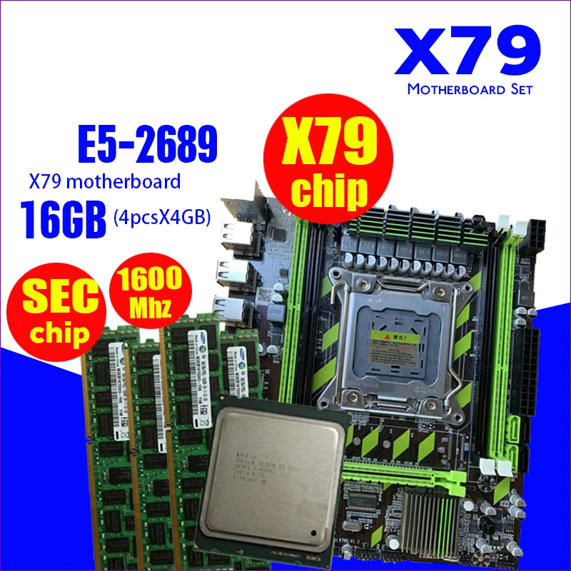 X79 X79G материнская плата LGA2011 мини ATX комбинации E5 2689 Процессор 4 шт х 4GB = 16 Гб DDR3 Оперативная память 1600 МГц PC3 12800R