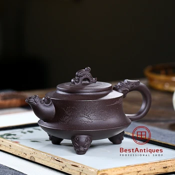 

Yixing Zisha Teapot Purple Clay Teapots Handmade Sanzu Longding 300cc