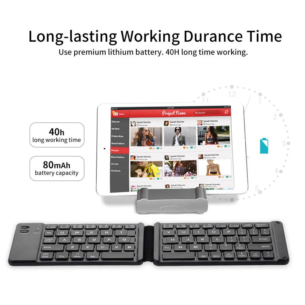 Mini Tablet Folding Keyboard Universal Compact Keypad Wireless Travel Light Phone Laptop For IOS Android Bluetooth 3.0 Portable
