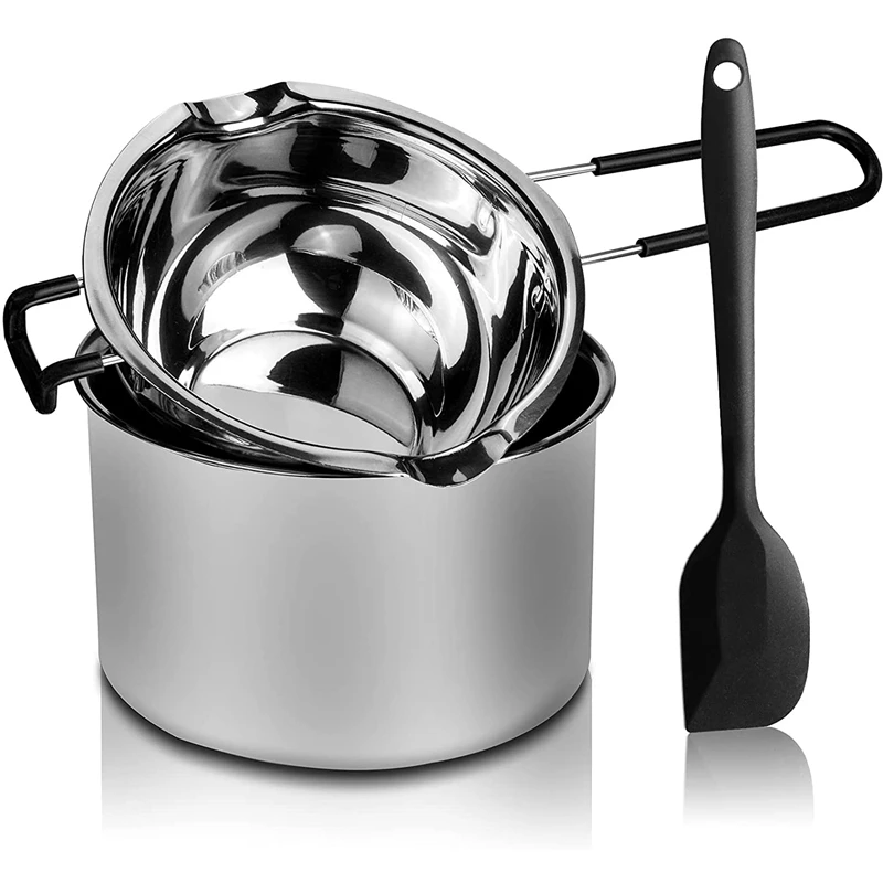 DoubleBoilerPotSetStainlessSteelMeltingPotwithSiliconeSpatula