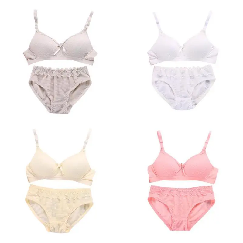 Sexy Lace Triangle Cup Bra Sets Girl Bra Briefs Underwear Set Solid Women Underwear Suit Triangle Cup Breathable Bra Sets