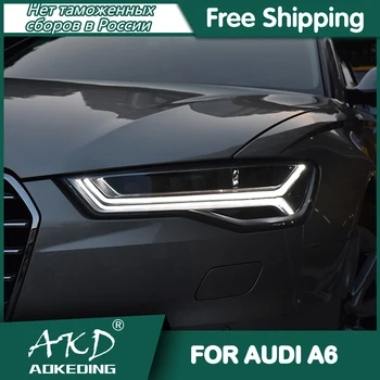 

For Car AUDI A6 Headlights 2012-2018 DRL Day Running Light LED Bi Xenon Bulb Fog Lights Car Accessory AUDI A6 Head Lamp