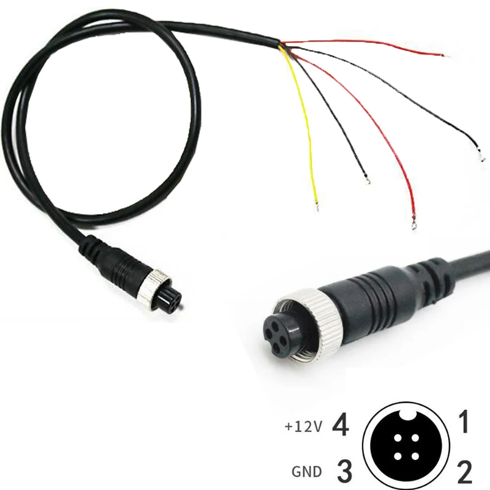 

MDVR Camera Accessories Car monitoring aviation female cable Connector AV DC BNC Audio Video Cable output 4 pin video line