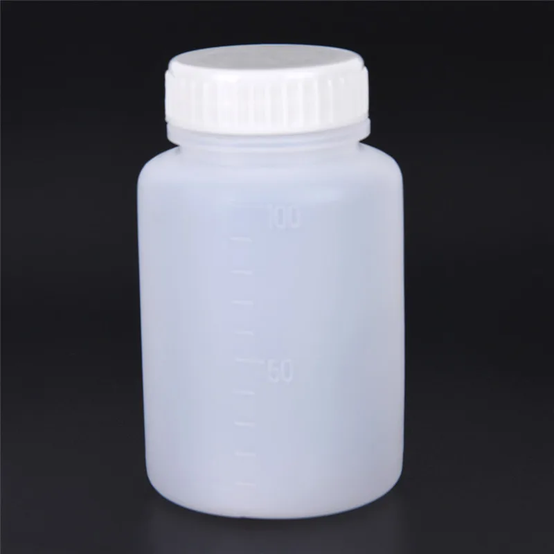

2 Pcs 100ml Cylinder Shaped Clear Plastic Chemical Storage Reagent Bottle