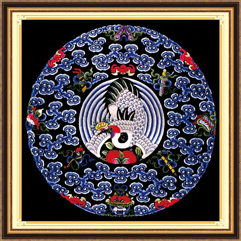 

Handmade Needlework,DMC DIY cross-stitch,Full embroidery kits,Crane Patterns Chinese Totem (2) Cross Stitch Color Pinted Canvas