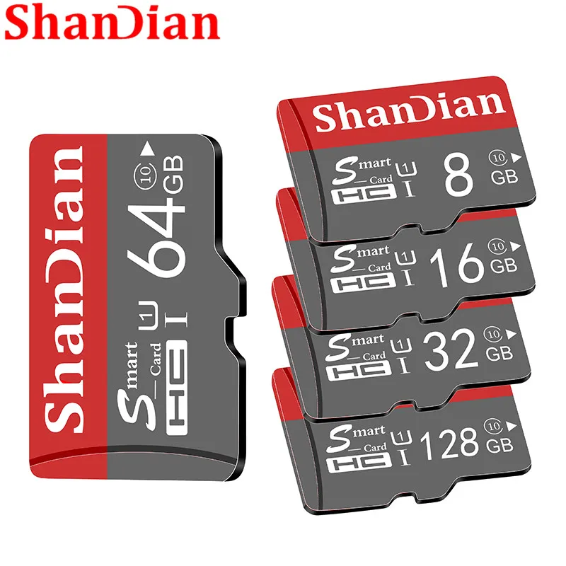 SHANDIAN Smart SD Card 32GB High Speed Class 10 16GB/64GB Real Capacity 128GB Mini SD Memory Card TF Card for Smartphone