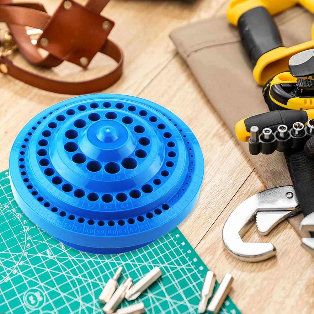 Round Shape Plastic Drill Bit Storage Case Drill Bits Empty Storage Box Stand Blue Hole Bore Organizer Manicure Accessories tool storage box parts storage box plastic tool box storage organizer box