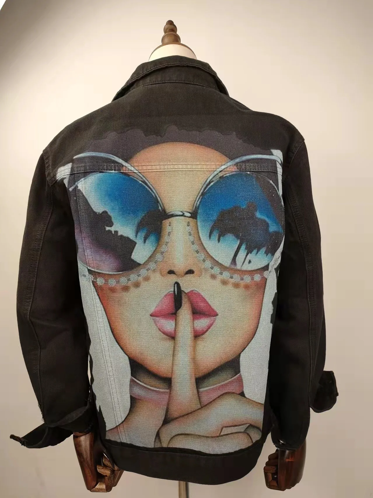 ジャケット Code graphy (W) Cropped Denim Biker Jacket 5MM037 250129_MS_NOE_WJA041A_BL05LIGH