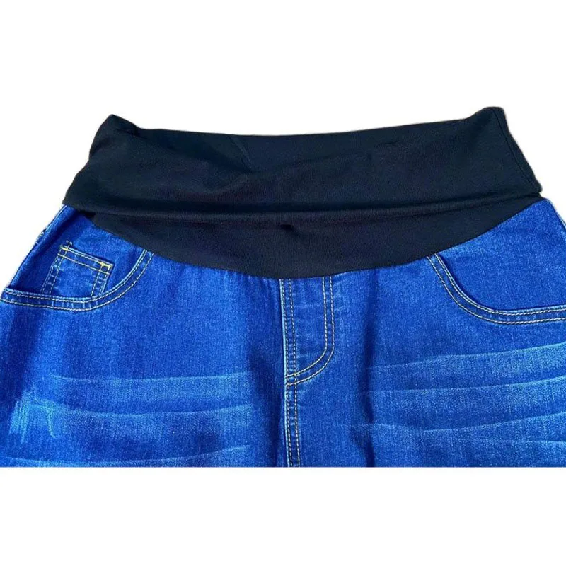 Emotion Moms Good Stretch Foldable Waist Band Pregnant Jean Women Maternity Denim Skirt High Waist Skirt Plus Size S to 4XL