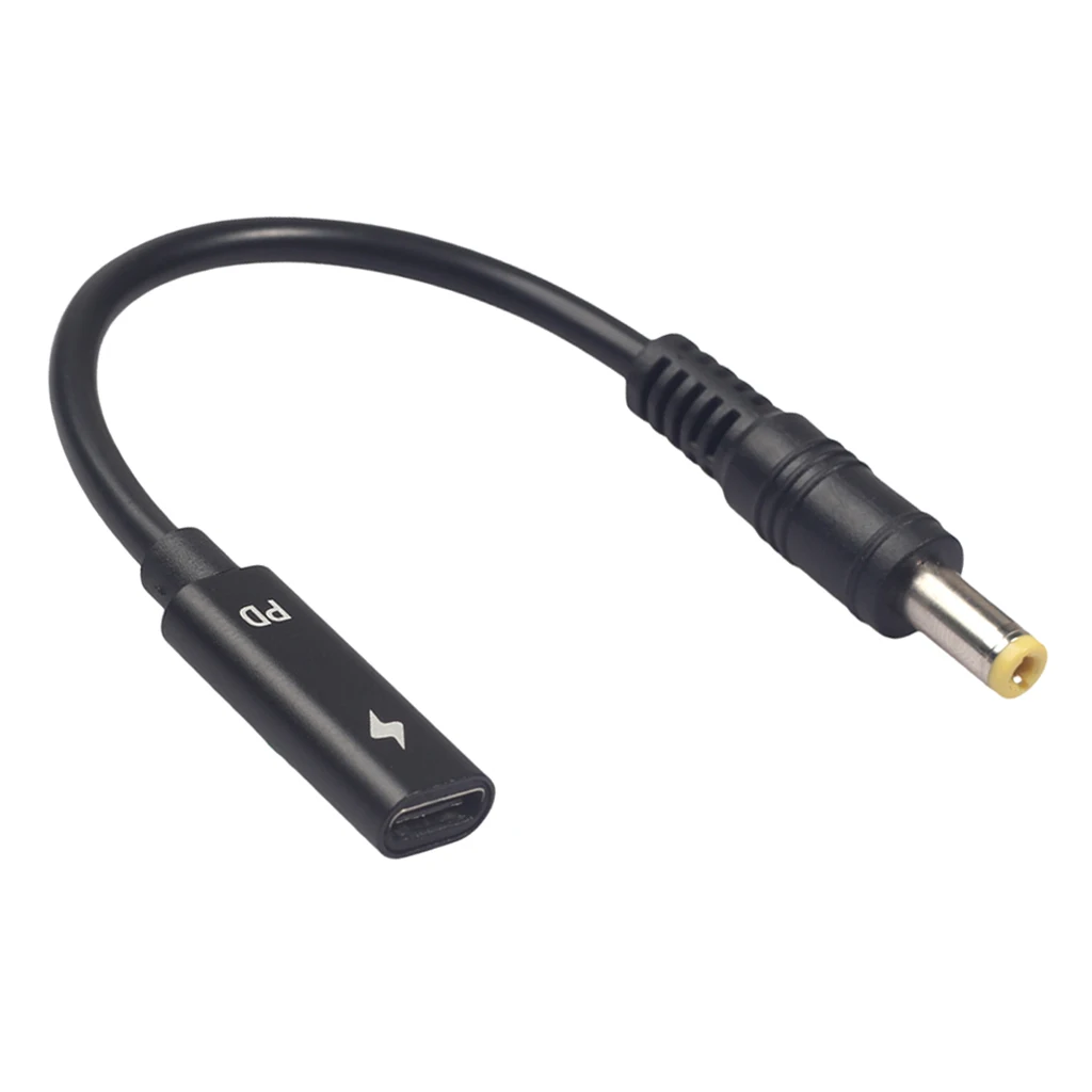 3671-29 USB 3.1 Type C USB-C To DC 20V 5.5 2.5mm \u0026 2.1mm Plug PD Charging Cable For Laptop, Black