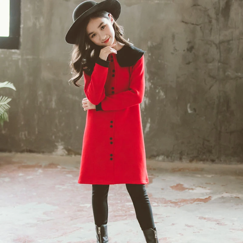 

Teenage Girls Winter Fleece Girls Dress Christmas Kids Dress Children Girl Fashion Casual Dresses Straight Clothes Fashion 2019
